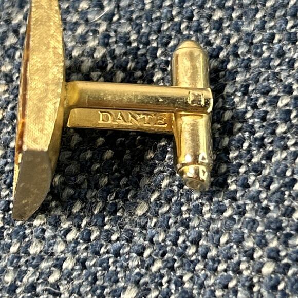 Dante Cufflink Set Men's Gold Tone And Tigereye Vintage - Picture 5 of 6